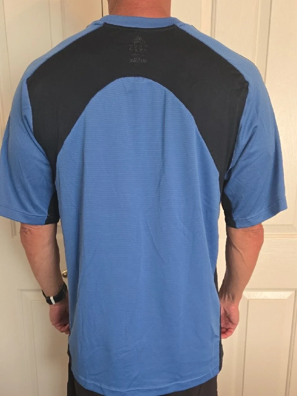 adidas Blue Short-Sleeve Performance Tee with Black Accents